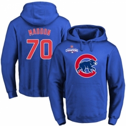 MLB Men Chicago Cubs 70 Joe Maddon Royal Team Color Primary Logo Pullover Hoodie