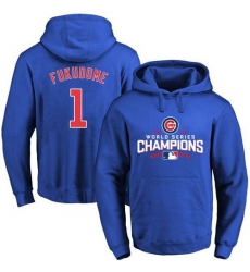 Men Chicago Cubs 1 Kosuke Fukudome Blue 2016 World Series Champions Pullover MLB Hoodie