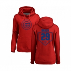 Baseball Women Chicago Cubs 29 Brad Brach Red RBI Pullover Hoodie