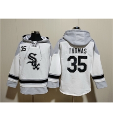 Men Chicago White Sox 35 Frank Thomas White Ageless Must Have Lace Up Pullover Hoodie