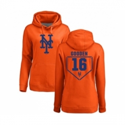 MLB Women Nike New York Mets 16 Dwight Gooden Orange RBI Pullover Hoodie