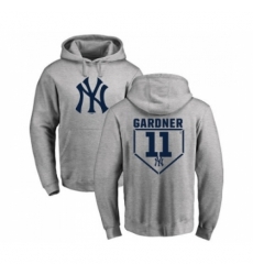 Men MLB Nike New York Yankees 11 Brett Gardner Gray RBI Pullover Hoodie