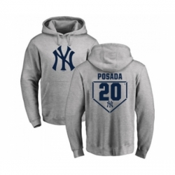 Men MLB Nike New York Yankees 20 Jorge Posada Gray RBI Pullover Hoodie