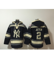 Men New York Yankees 2 Derek Jeter Navy Ageless Must Have Lace Up Pullover Hoodie Men New York Yankees 2 Derek Jeter Navy Ageless Must Have Lace Up Pullover Hoodie