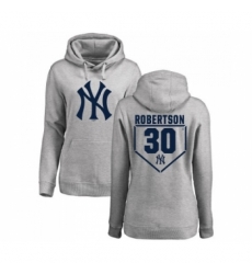 MLB Women Nike New York Yankees 30 David Robertson Gray RBI Pullover Hoodie