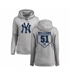 MLB Women Nike New York Yankees 51 Bernie Williams Gray RBI Pullover Hoodie