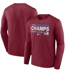 Men Colorado Avalanche Burgundy 2022 Stanley Cup Champions Long Sleeve T Shirts