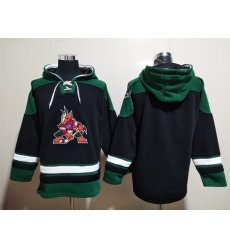 Men's Arizona Coyotes Blank Black Green Ageless Must-Have Lace-Up Pullover Hoodie