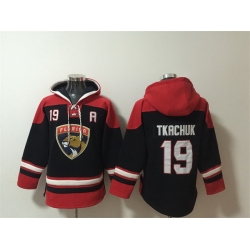 Men Florida Panthers 19 Matthew Tkachuk Black Red Lace Up Pullover Hoodie