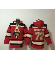 Men Florida Panthers 72 Sergei Bobrovsky Red Lace Up Pullover Hoodie