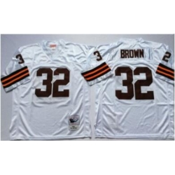 Men Cleveland Browns Custom White Jersey Throwback