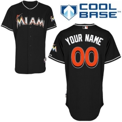 Men Women Youth All Size Miami Marlins Custom Cool Base Jersey Black 3