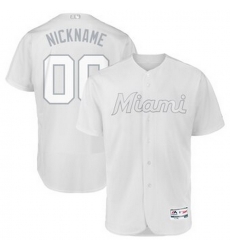 Men Women Youth Toddler All Size Miami Marlins Majestic 2019 Players Weekend Flex Base Authentic Roster Custom White Jersey