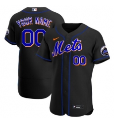 Men Women Youth Toddler New York Mets Black Custom Nike MLB Flex Base Jersey