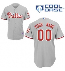 Men Women Youth All Size Philadelphia Phillies Grey Cool Base Man Custom Jerseys 3