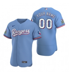 Men Women Youth Toddler All Size Texas Rangers Custom Nike Light Blue Stitched MLB Flex Base Jersey