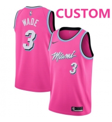 Men Women Youth Toddler All Size Miami Heat Custom Nike Pink 2018 19 Swingman Earned Edition Jersey