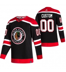 Chicago Blackhawks Custom Black Men Women youth Adidas 2020 21 Reverse Retro Alternate NHL Jersey 