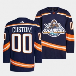 Men Women Youth New York Islanders Custom Navy 2022 23 Reverse Retro Stitched Jersey