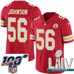 2020 Super Bowl LIV Men Nike Kansas City Chiefs #56 Derrick Johnson Red Team Color Vapor Untouchable Limited Player NFL Jersey