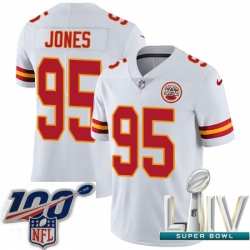 2020 Super Bowl LIV Men Nike Kansas City Chiefs #95 Chris Jones White Vapor Untouchable Limited Player NFL Jersey