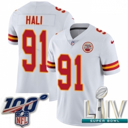 2020 Super Bowl LIV Youth Nike Kansas City Chiefs #91 Tamba Hali White Vapor Untouchable Limited Player NFL Jersey