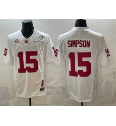 Men Alabama Crimson Tide 15 Ty Simpson White F U S E  With Patch Stitched Football Jersey