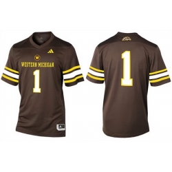 Men Western Michigan Broncos  1 Brown Stitched Football Jersey