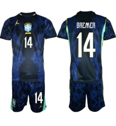 Youth Brazil 2026 FIFA World Cup Blue Away Soccer Jersey BREMER #14