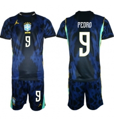Men Brazil 2026 FIFA World Cup Blue Away Soccer Jersey PEDRO #9