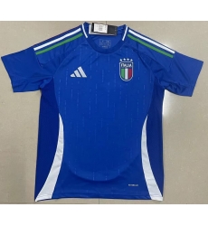 Italy Home Blue Columbia Yellow 2024 Soccer Jersey