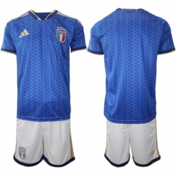 Italy Home Blue Soccer Blank Jersey 0001