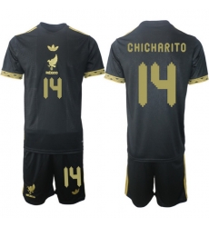 Men Mexico 2025 Soccer Jerseys BlackGold #14 CHICHARITO