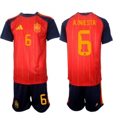 Spain 2026 FIFA World Cup Soccer Jersey Red #6 A.INIESTA