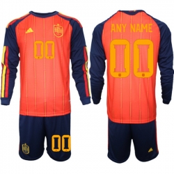 Spain 2026 FIFA World Cup Soccer Jersey Red LONG CUSTOM