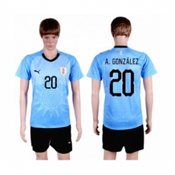 Uruguay #20 A.Gonzalez Home Soccer Country Jersey