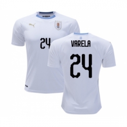 Uruguay #24 Varela Away Soccer Country Jersey