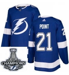 Men Adidas Tampa Bay Lightning 21 Brayden Point Premier Royal Blue Home NHL Stitched 2021 Stanley Cup Champions Patch Jersey