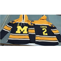 Men Michigan Wolverines 2 Blake Corum Black Yellow Ageless Must Have Lace Up Pullover Hoodie