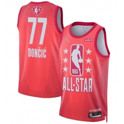 Men 2022 All Star 77 Luka Doncic Maroon Stitched Jerse