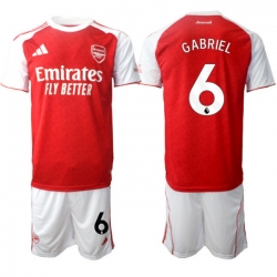 Men Arsenal 2026 Soccer Jerseys Red White #6 GABRIEL