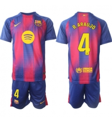 Men FC Barcelona 2026 Soccer Jerseys PinkBlue #4 R.ARAUJO