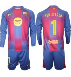 Men FC Barcelona 2026 Soccer Jerseys Red Long #1 TER STEGEN (2)