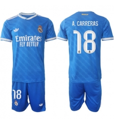 Men Real Madrid 2026 Soccer Jerseys Blue #18 A.CARRERAS