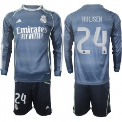 Men Real Madrid 2026 Soccer Jerseys DarkBlue Long #24 HUIJSEN