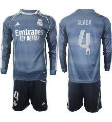 Men Real Madrid 2026 Soccer Jerseys DarkBlue Long #4 ALABA