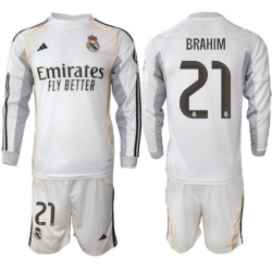 Men Real Madrid 2026 Soccer Jerseys White Long #21 BRAHIM