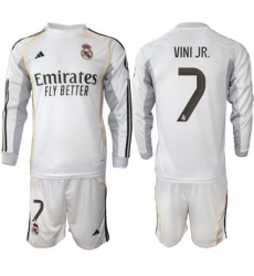 Men Real Madrid 2026 Soccer Jerseys White Long #7 VINI JR.
