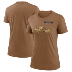 Women Baltimore Ravens 2023 Brown Salute To Service Legend Performance T Shirt Run Small