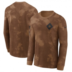 Men Dallas Cowboys 2023 Brown Salute To Service Long Sleeve T Shirt